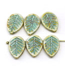 12x16mm Picasso Beige czech glass leaf beads 