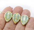 12x16mm Picasso Beige czech glass leaf beads 