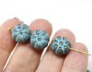 12mm Brown Blue puffy pansy flower czech glass