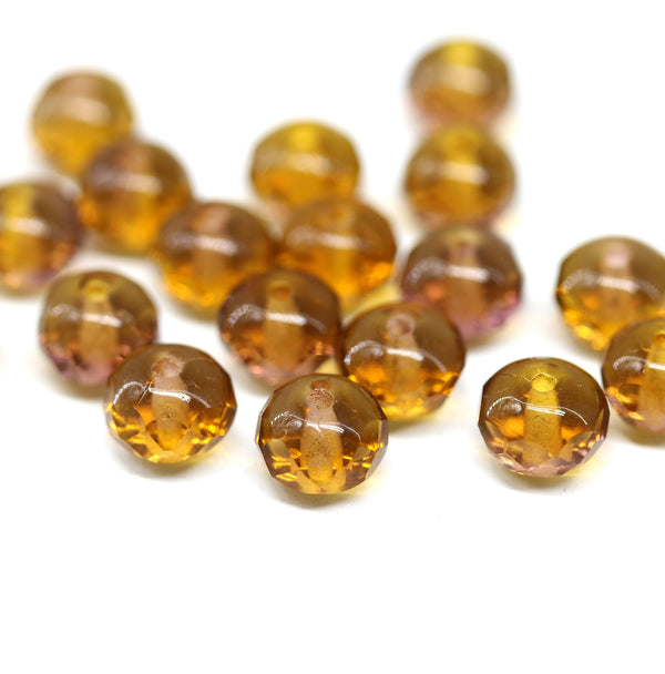 5x7mm Mixed brown purple Czech glass rondelle beads, 20pc