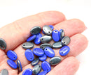 9x6mm Dark blue with gunmetal luster flat oval lentil czech glass beads, 30Pc