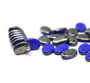 9x6mm Dark blue with gunmetal luster flat oval lentil czech glass beads, 30Pc