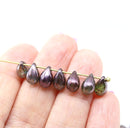 6x9mm Purple luster czech glass teardrop beads 25pc