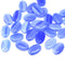9x6mm Striped blue flat oval lentil czech glass beads, 30Pc