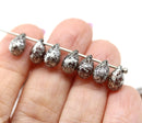 6x9mm Dark topaz czech glass teardrop beads Silver wash 30pc