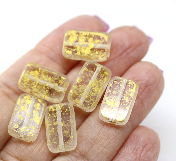 16x10mm Rectangle gold wash czech glass beads