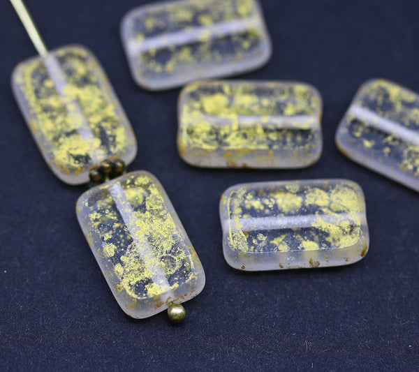 16x10mm Rectangle gold wash czech glass beads