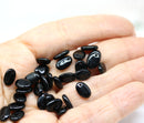 9x6mm Black flat oval lentil czech glass beads, 30Pc