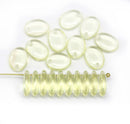 12x9mm Light yellow lentil Oval flat drop czech glass beads top drilled - 20Pc