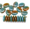 12x9mm Green brown Oval flat drop czech glass beads top drilled - 20Pc