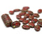 9x6mm Red flat oval lentil czech glass beads, picasso finish, 30Pc