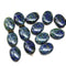 12x9mm Dark blue oval flat Czech glass pressed beads picasso finish, 15Pc
