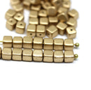 4x5mm Matte golden cube beads Czech glass, 50pc