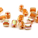 Dark orange czech glass fire polished barrel beads big hole 15pc