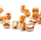 Dark orange czech glass fire polished barrel beads big hole 15pc
