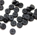 4x8mm Matte black Rondelle czech glass beads - 30Pc