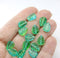 10x8mm Bright green yellow leaf Czech glass beads 15pc