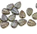 10x8mm Picasso rustic leaf Czech glass beads 15pc