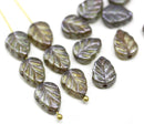 10x8mm Picasso rustic leaf Czech glass beads 15pc