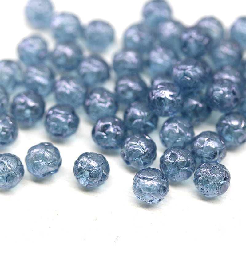5mm Montana blue rose bud beads, rose flower round bead, 50pc