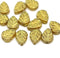 10x8mm Gold wash leaf Czech glass beads picasso 15pc