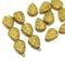 10x8mm Gold wash leaf Czech glass beads picasso 15pc