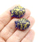 2Pc Large fish beads Dark blue Czech glass animal pressed beads gold wash
