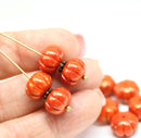 7x11mm Orange pumpkin rondelle Czech glass beads with rustic luster - 6Pc