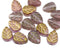10x8mm Frosted purple leaf Czech glass beads luster 15pc