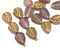 10x8mm Frosted purple leaf Czech glass beads luster 15pc