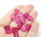 10x8mm Bright pink leaf Czech glass beads 15pc