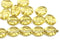 10x8mm Shamrock czech glass beads, golden inlays, 15Pc