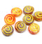 13mm Red orange shell Czech glass beads, 8pc