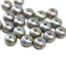 4x7mm Picasso gray rondelle fire polished czech glass beads, 20pc