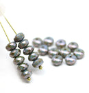 4x7mm Picasso gray rondelle fire polished czech glass beads, 20pc