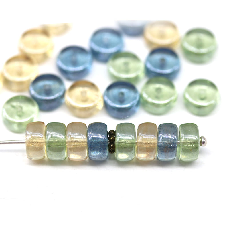 4x8mm Rondelle czech glass beads mix - 30Pc