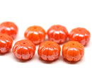 7x11mm Orange pumpkin rondelle Czech glass beads with luster - 6Pc