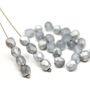 6mm Frosted glass silver czech firepolished round beads, 30Pc