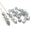 6mm Frosted glass silver czech firepolished round beads, 30Pc