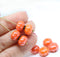 7x11mm Orange pumpkin rondelle Czech glass beads with luster - 6Pc