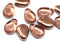 13x10mm Large flat copper puffy drops czech glass beads 10Pc
