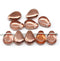 13x10mm Large flat copper puffy drops czech glass beads 10Pc