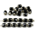 6x4mm Black rice czech glass fire polished beads silver ends