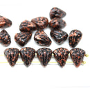 Lotus Czech glass beads Black Copper Wash: two hole