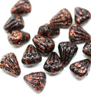 Lotus Czech glass beads Black Copper Wash: two hole