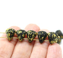 Lotus glass beads Black Golden Flakes: two hole