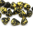 Lotus glass beads Black Golden Flakes: two hole