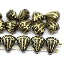 Lotus glass beads Black Gold: two hole