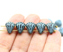 Lotus Czech glass beads Black Blue wash: two hole