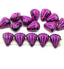 Lotus Czech glass beads Black Pink wash: two hole